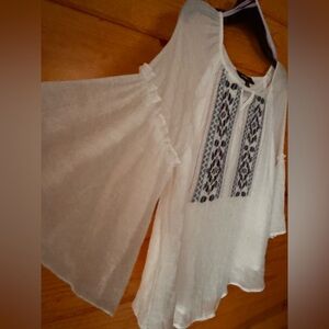 Amy Byer White Blouse with Patterned Accents